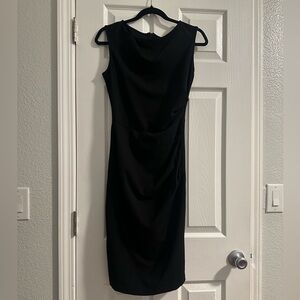 No sleeve black body con dress